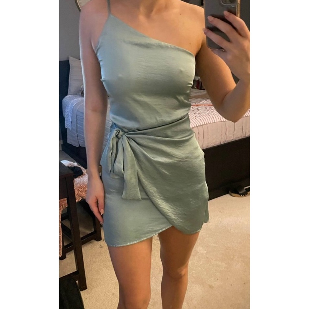 Lucy in the Sky One-Shoulder Mint Dress